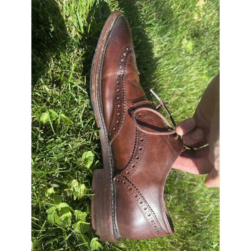 Frye Dress Shoes Mens 11D James Wingtip Brogue Gunnboat Oxford Brown Casual